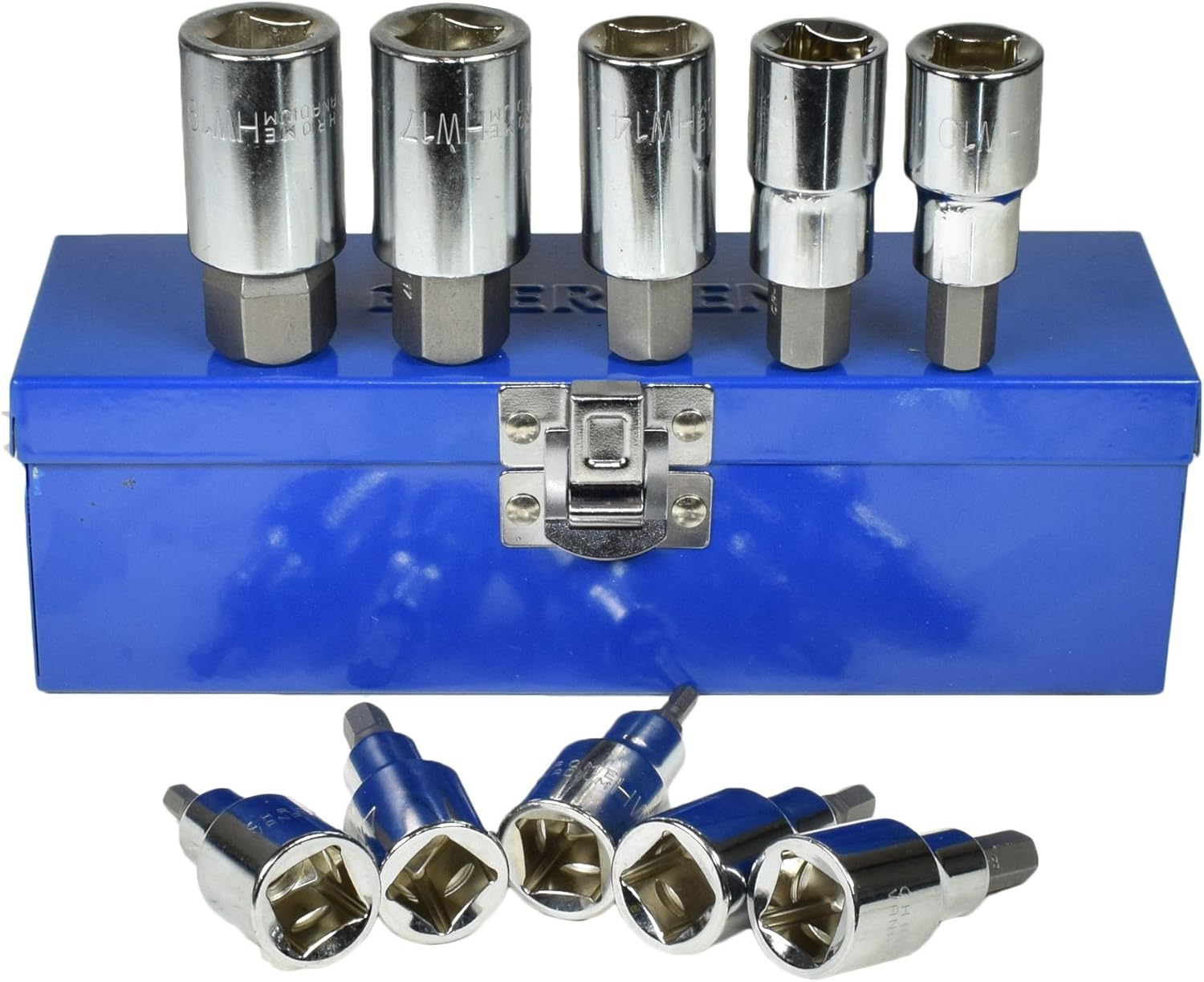 Allen Hex Key Bit Socket Set Short and Extra Long 5mm - 19mm 1/2" dr BERGEN