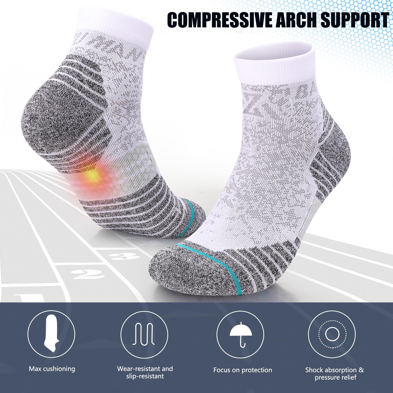 4 pares de calcetines para fascitis plantar para mujer y hombre, calcetines de compresión para el cuidado de los pies, calcetines de compresión de 15 mmHg, antideslizantes para correr