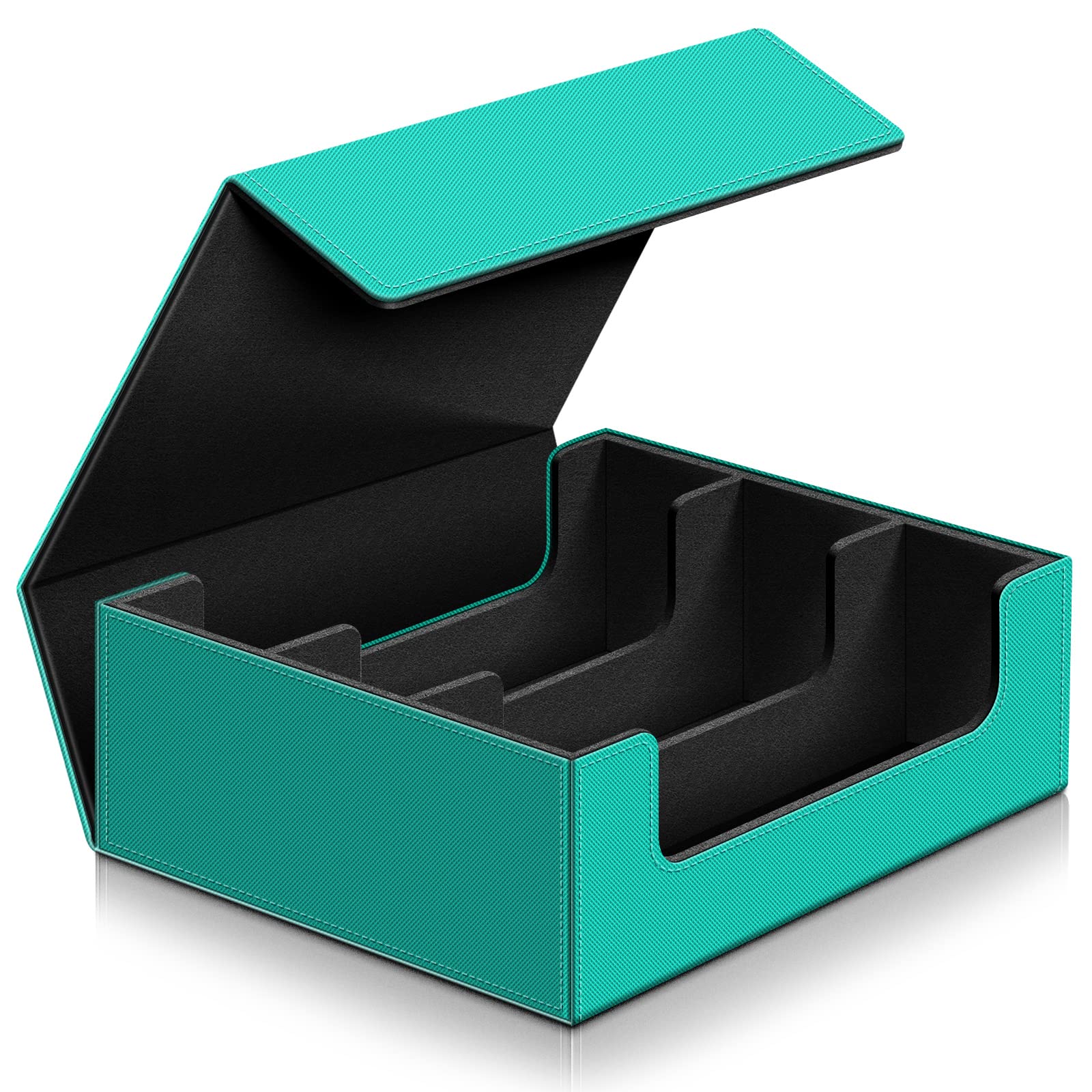 Kitoyz 1800+ Card Storage Box, Magnetic Closure Card Deck Boxes Leather Card Storage Case for MTG YugiOh TGG TCG Cards and Sport Cards (Sky Blue)