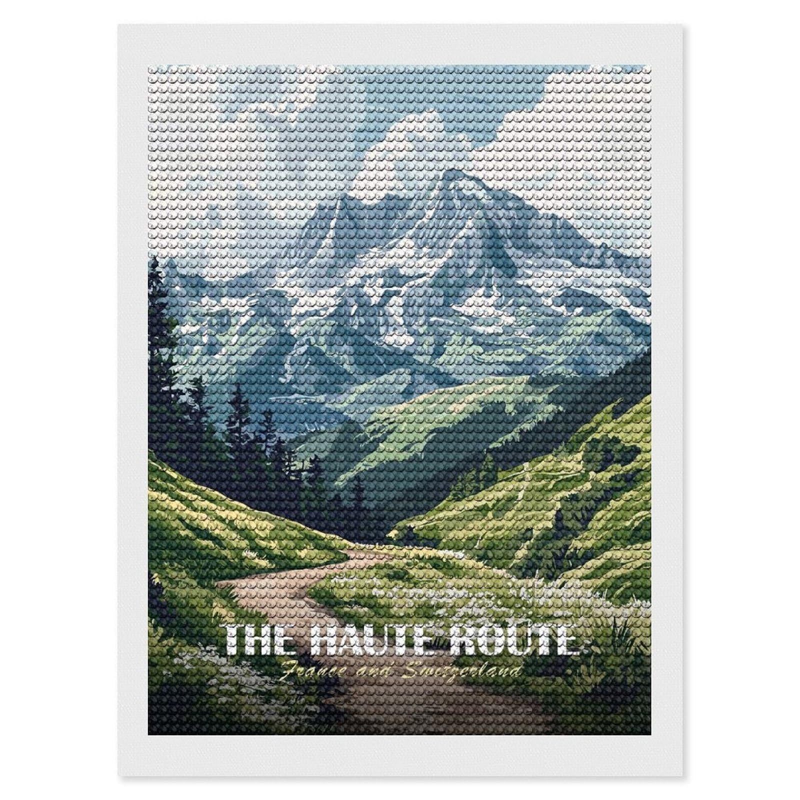 Junmoney The Haute Route France and Switzerland Diamond Painting Canvas Kit 12"x16", Round Gems, Living Room Decor, Seasonal Gift Choice, Modern Decor