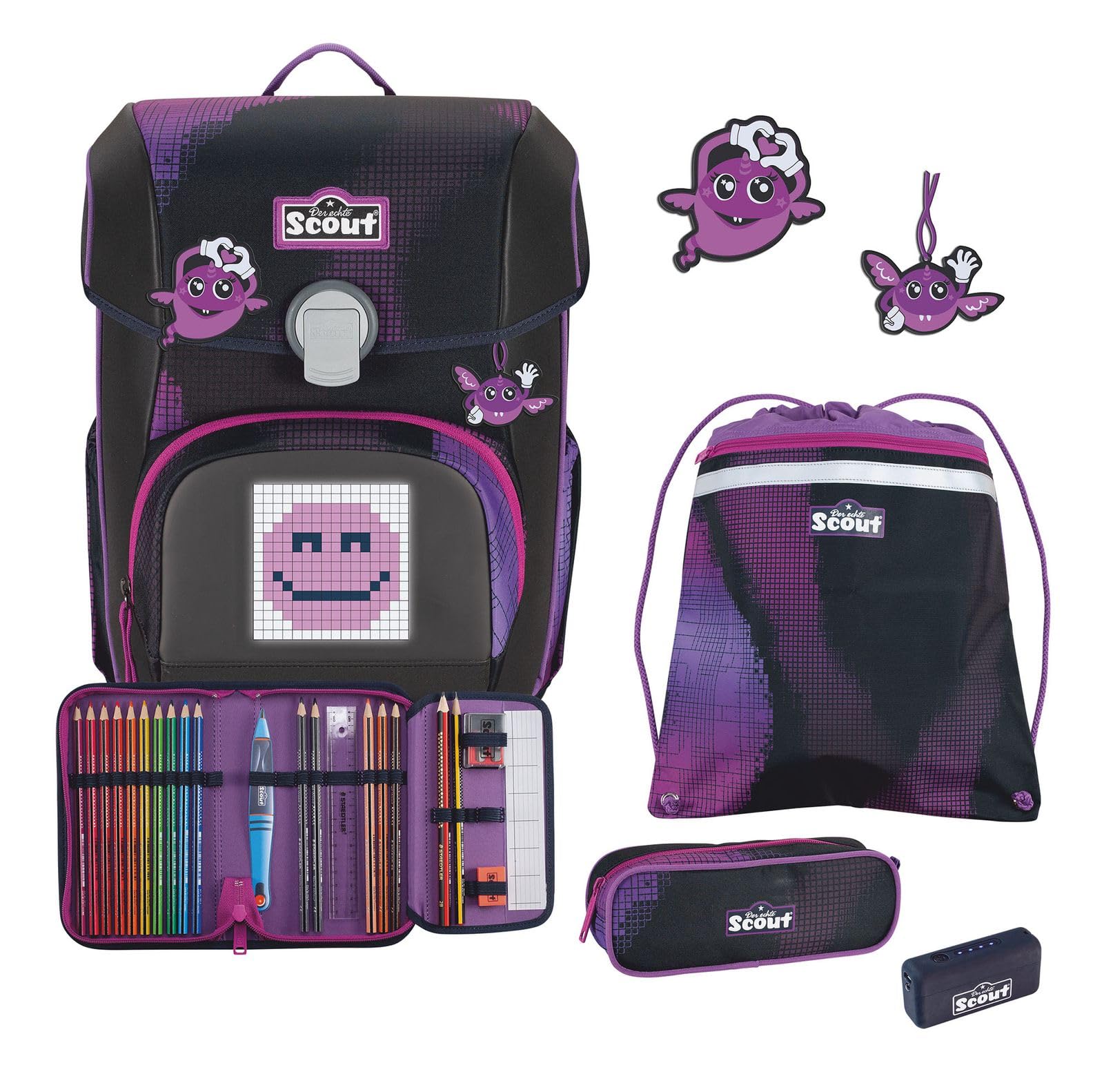 SCOUT Schulranzen Movie Star Neo Set 4-teilig Pink Pixel violett