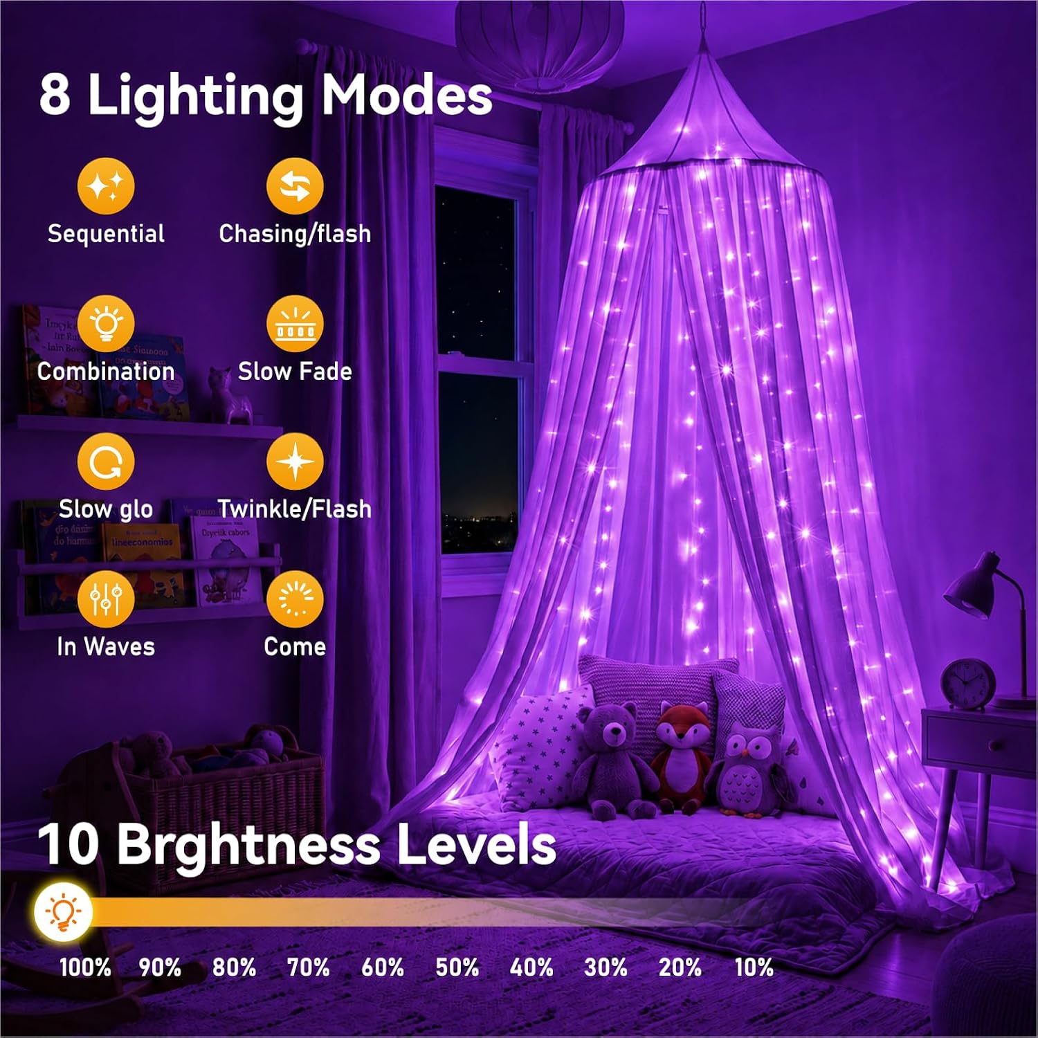 ZSJWL 300 LED Curtain Fairy Lights with Remote, 9.8 × 9.8 Ft, USB Plug in image 5