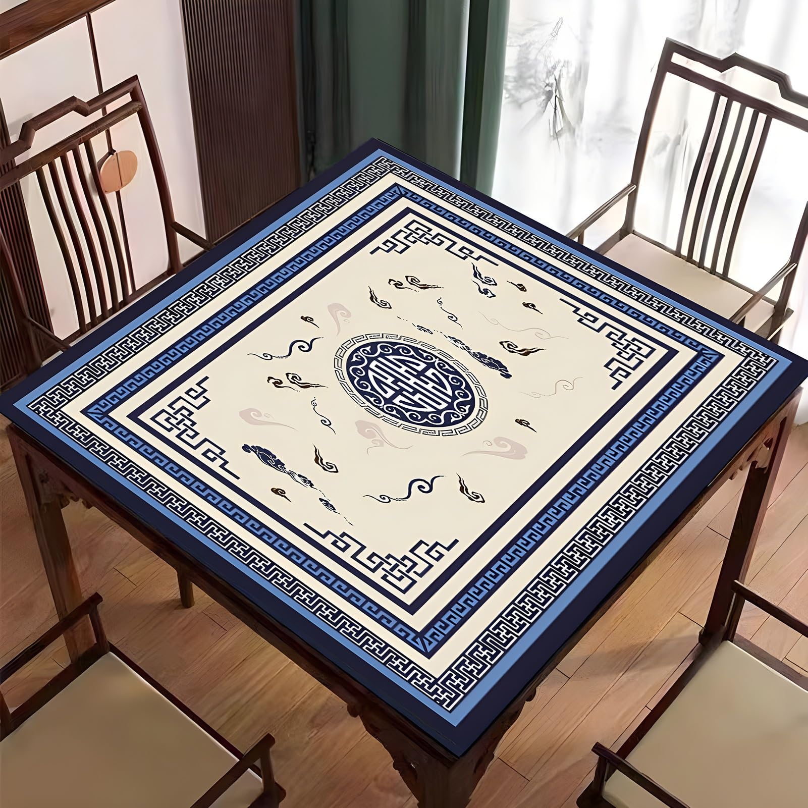 mata do pokera, Mata stołowa Majiang, mata do gry w mahjonga z torbą przechowywania, kwadratowa(Style 4,80x80cm (31.49x31.49in))