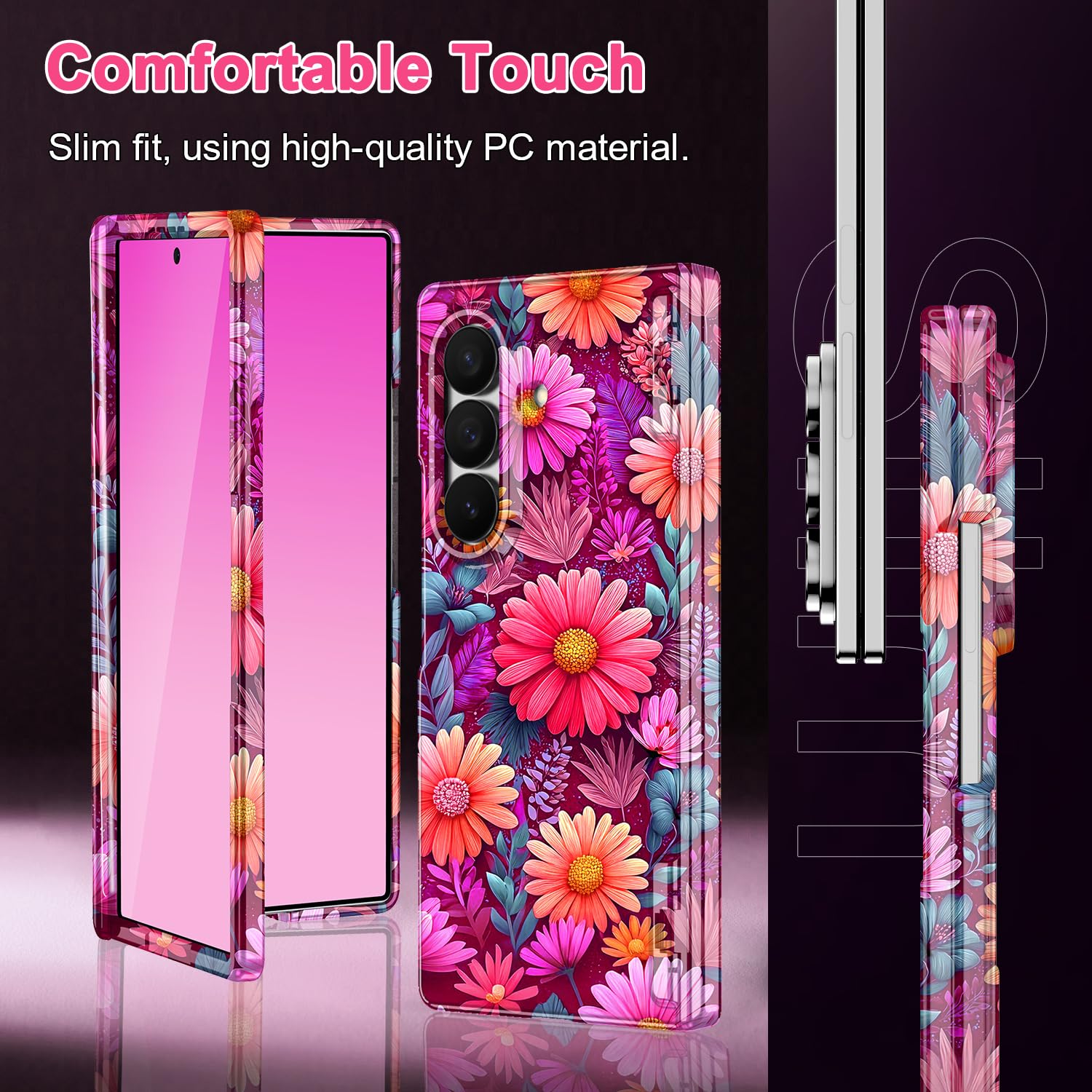 Hekodonk Custodia per Galaxy Z Fold 8 Ultra, compatibile con MagSafe, pellicola protettiva integrata per lo schermo, protezione con cerniera, sottile, magnetica, antiurto, per donne e ragazze, per