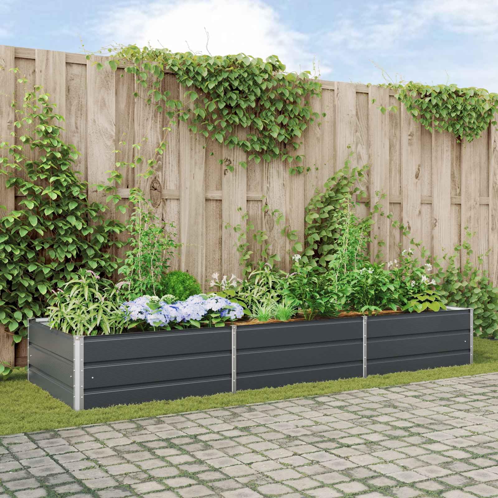 Jardinière anthracite extérieure résistante au gel 290 cm