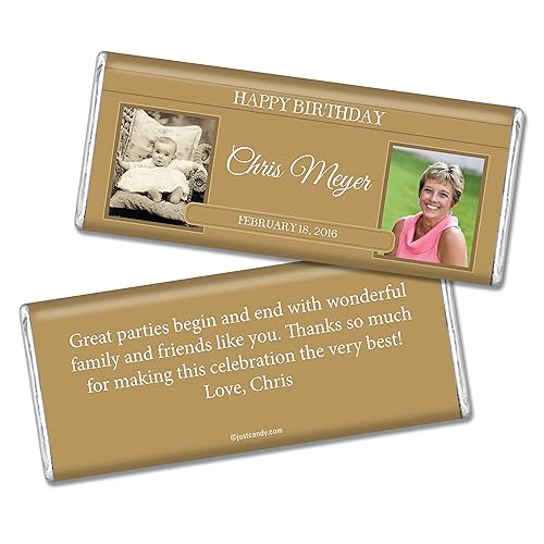 Recuerdos de fiesta de cumpleaños con fotos personalizadas para adultos (paquete de 25)  Todas las edades  Dorado