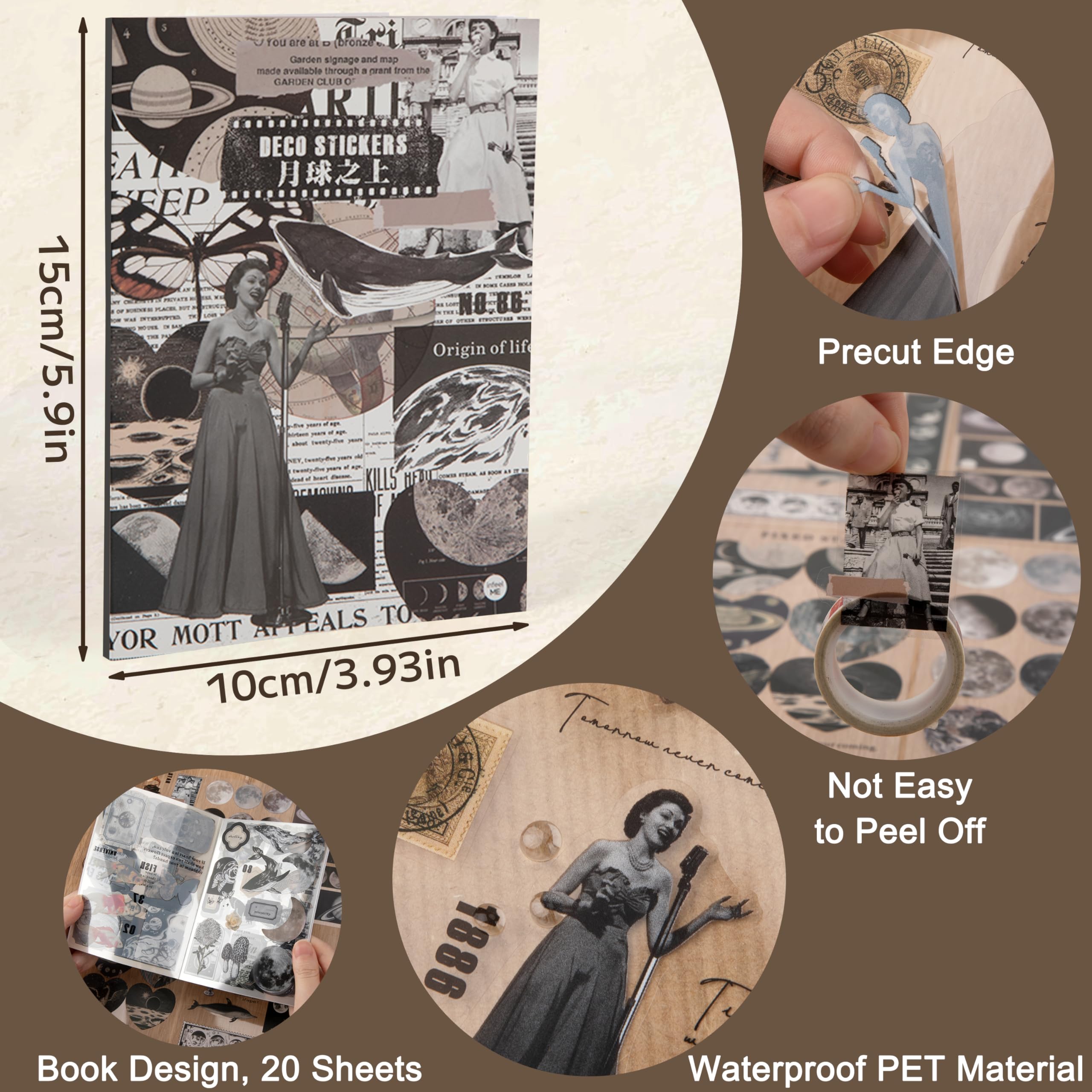 180 Stickers Scrapbooking Vintage - Adesivi Decorativi Per Journal, Diario E Fai Da Te - Foto 3