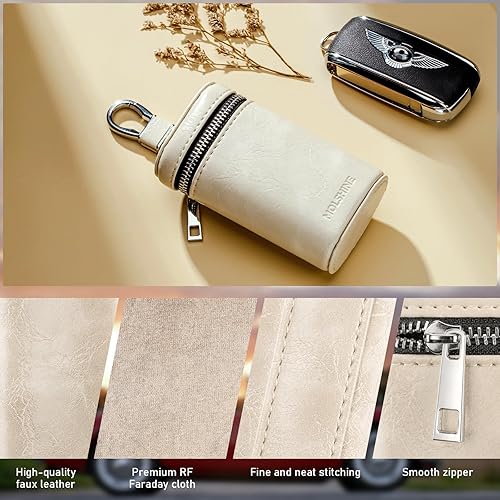 Miniatura 4 de molshine Faraday - Funda universal de cuero para llave de automóvil, protector de llave de bloqueo de señal RFID para automóvil, elegante bolsa