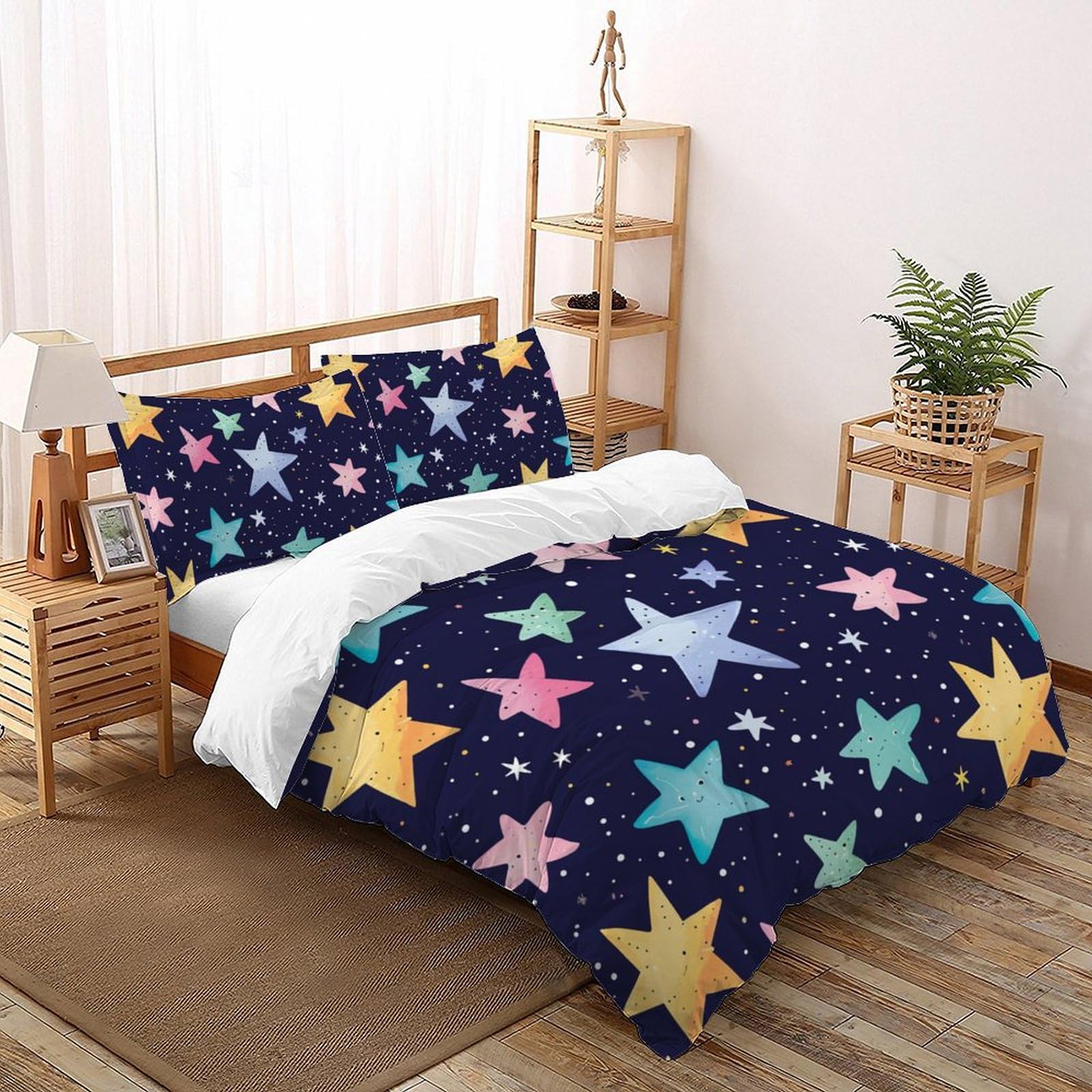 Housse de couette espace 260x220 parure lit imprimée dessin animé étoiles Super King