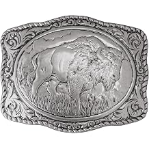 HAQUIL Buffalo Silver Plated Vintage Rectangle Belt Buckle Scaloped Buckle