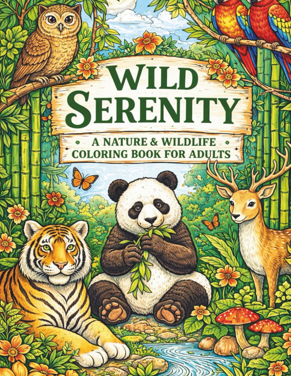 Wild Serenity: A Nature & Wildlife Coloring Book for Adults