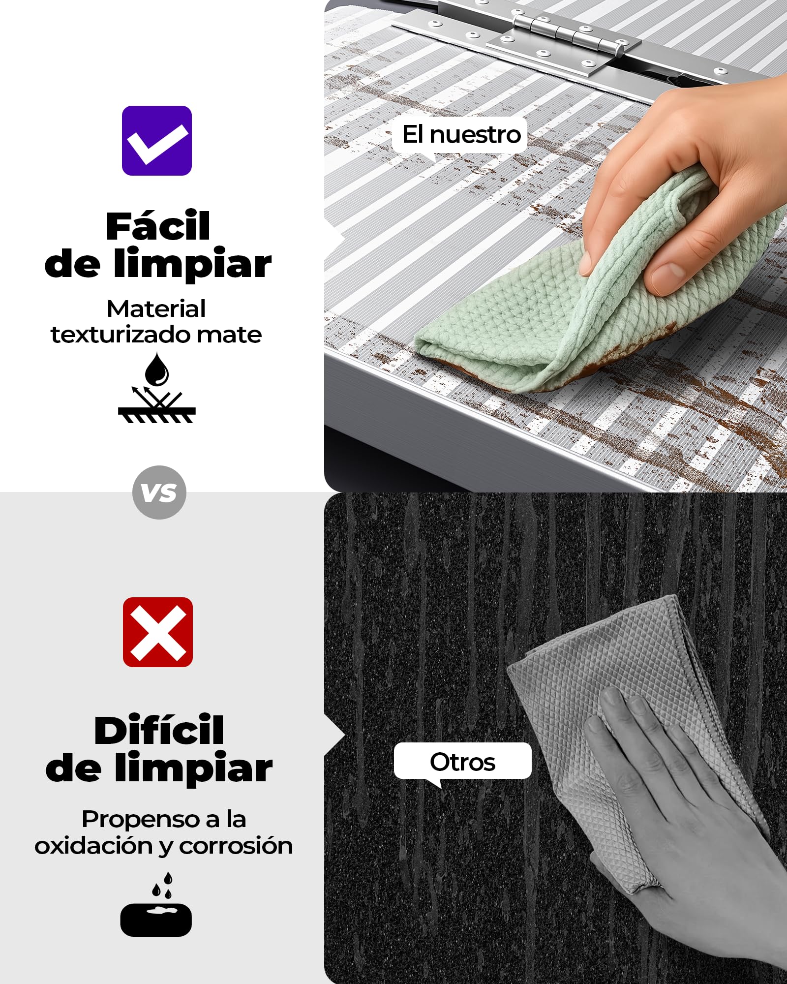 FACHNUO Rampa para Sillas de Ruedas Plegable 122CM Rampa de Umbral, Capacidad 362KG, Antideslizante Extra Ancha 74cm - Rampa de Aluminio Portátil para Escaleras, Peldaños, Puertas, Entradas