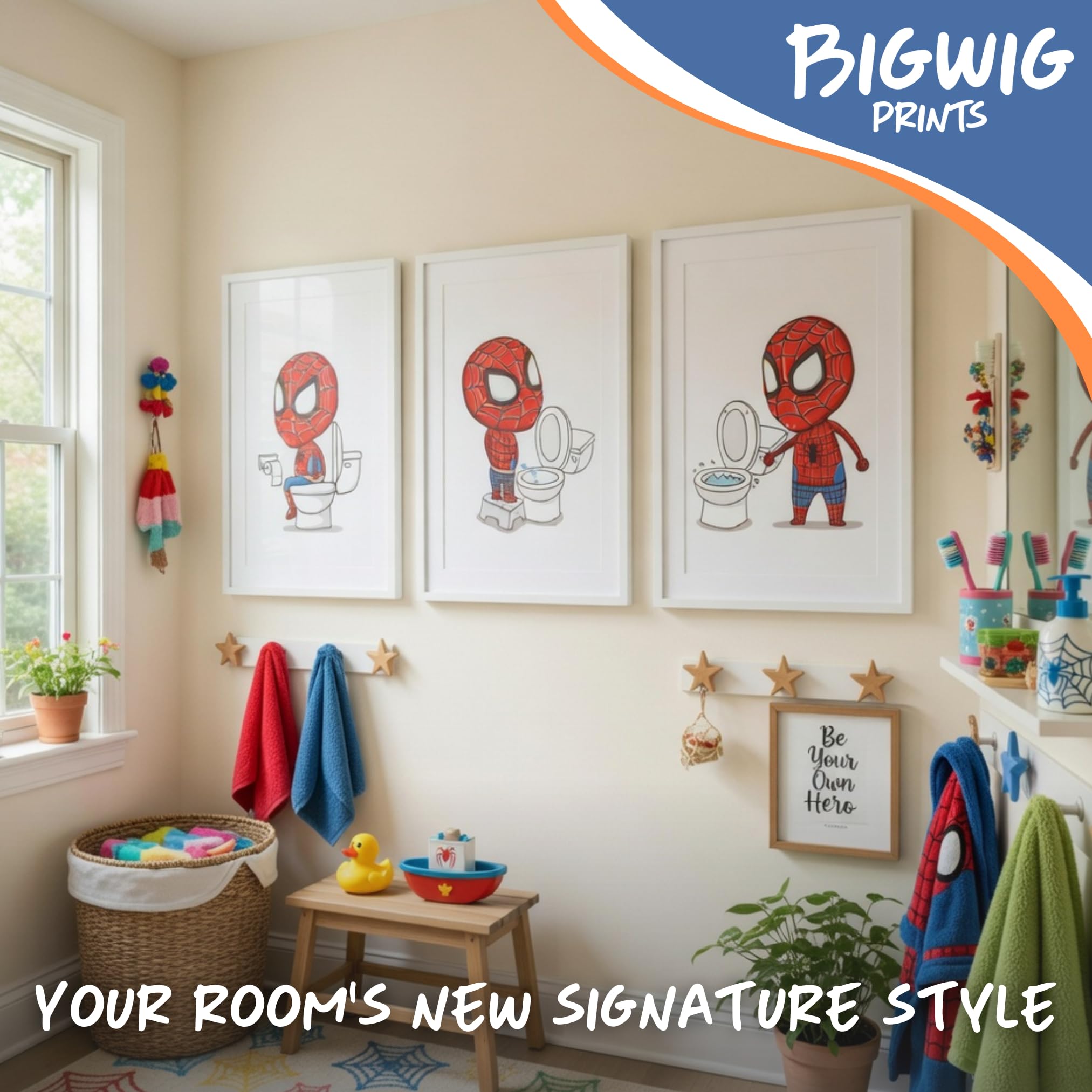Amazon.co.jp: Bigwig Prints スパイダーマン スーパーヒーロー トイレ