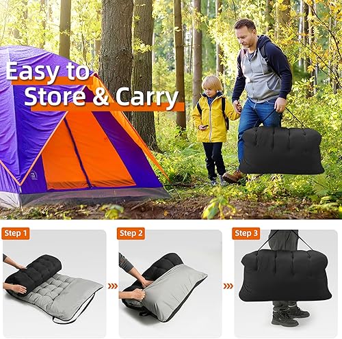 Miniatura 3 de Catre portátil para campamento, catres de dormir para adultos, cuna plegable extra ancha y resistente, carga máxima de 600 libras con colchón