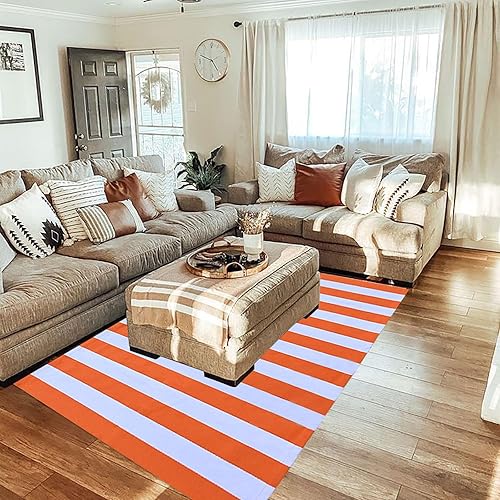 Miniatura 96 de CAINANEL Alfombra de exterior a rayas blancas y negras de 27.5 x 43 pulgadas, tapete de algodón tejido a mano para interiores y exteriores