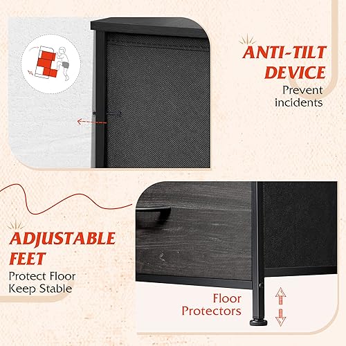 Miniatura 8 de WLIVE Cómoda alta para dormitorio con 13 cajones, unidad organizadora de tocador, cómoda de tela para dormitorio, armario, cómoda, marco de acero,