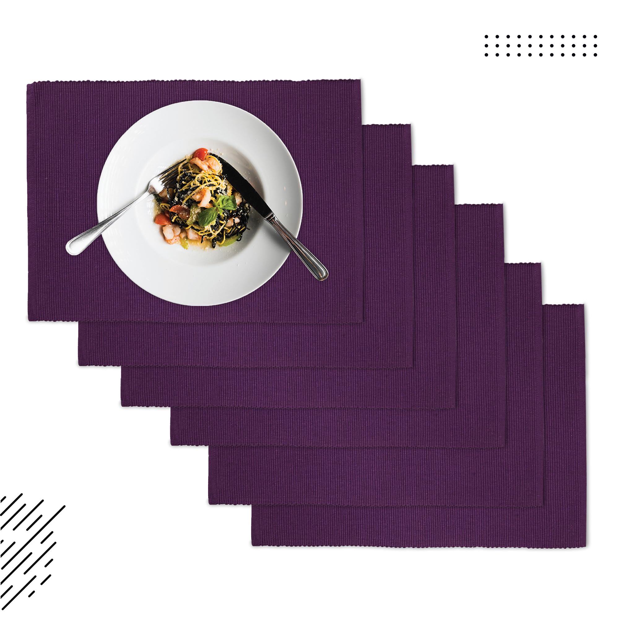 Encasa XO Dining Placemat Set of 6, Purple, 48x32 cm (Set of 6) - Image 4