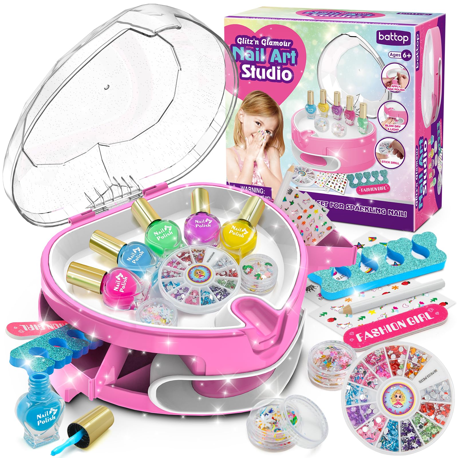 Kit per Nail Art per bambini set di smalti per ragazze giocattoli età 6 7 8 9 10 11 12 bambini unghie set di vernice unghie salone artigianato kit per ragazze compleanno regali di Natale