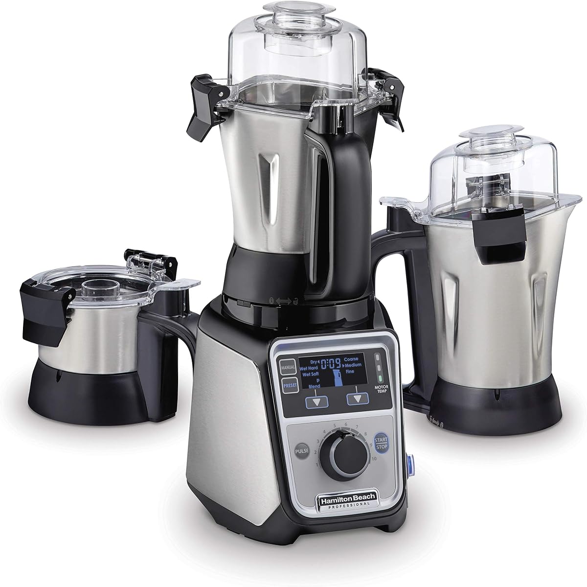 Hamilton Beach® Professional 2.2 HP 120V Juicer Mixer Grinder with 3 Stainless Steel Jars, R58770 (Renewed)