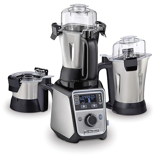 Hamilton Beach Professional 4-in-1 Juicer Mixer Grinder, Commercial-Grade 1400 Watt Motor, 120V, 3 Leakproof Jars, For Wet and Dry Spices, Chutneys and Curries, Engineered in India & USA (58770)