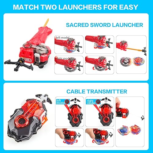 Miniatura 2 de Bey Battling Top Set Burst Gyro Toys Regalo para niños niños de 6 8 10 12+ Juego de batalla de combate 4 tapas giratorias de 2 lanzadores