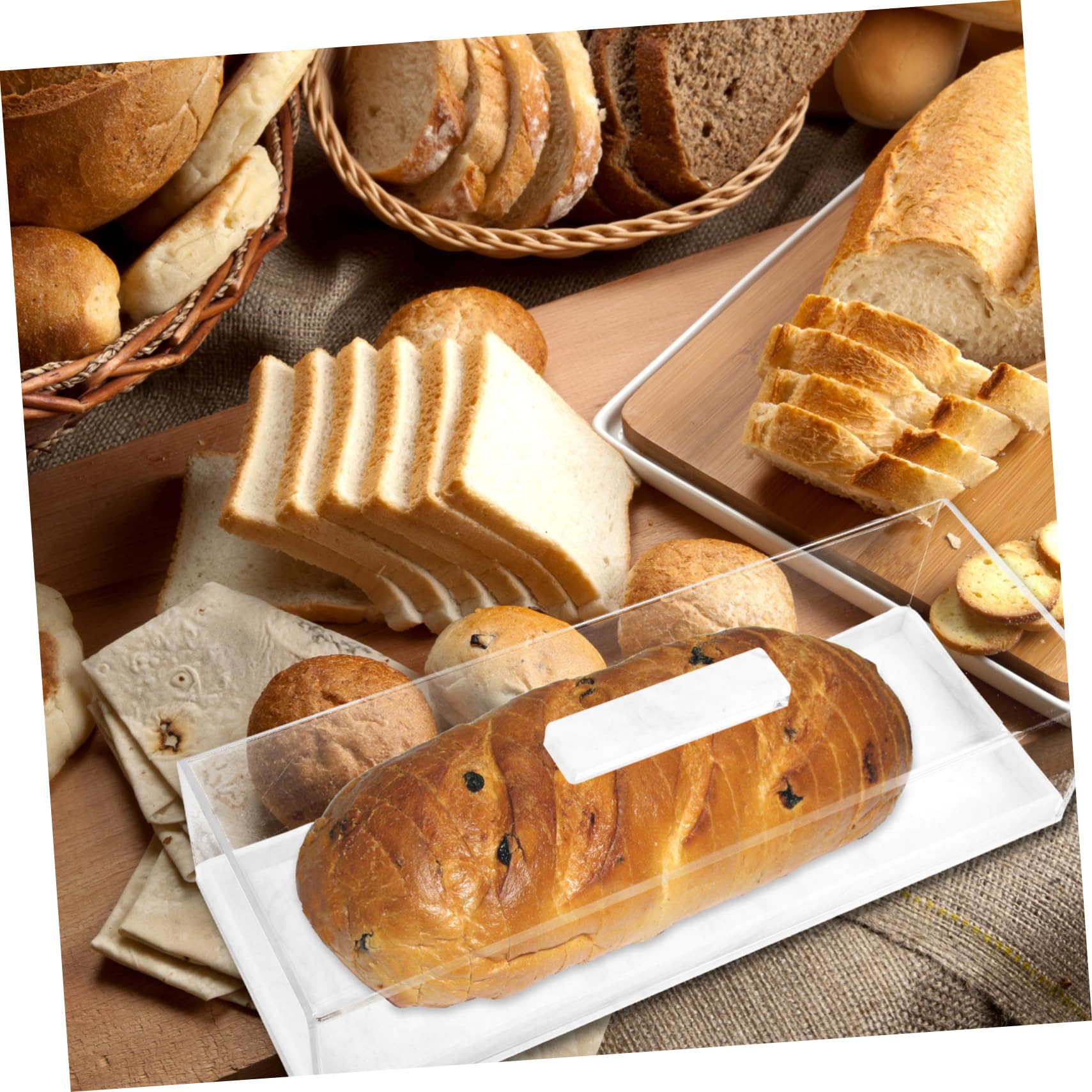 Plat à Gâteaux Rectangulaire en Acrylique avec Couvercle Transparent | 1 Ensemble, Non Hermétique, Réutilisable, pour Réceptions Formelles et Service sur Table à Manger Moderne