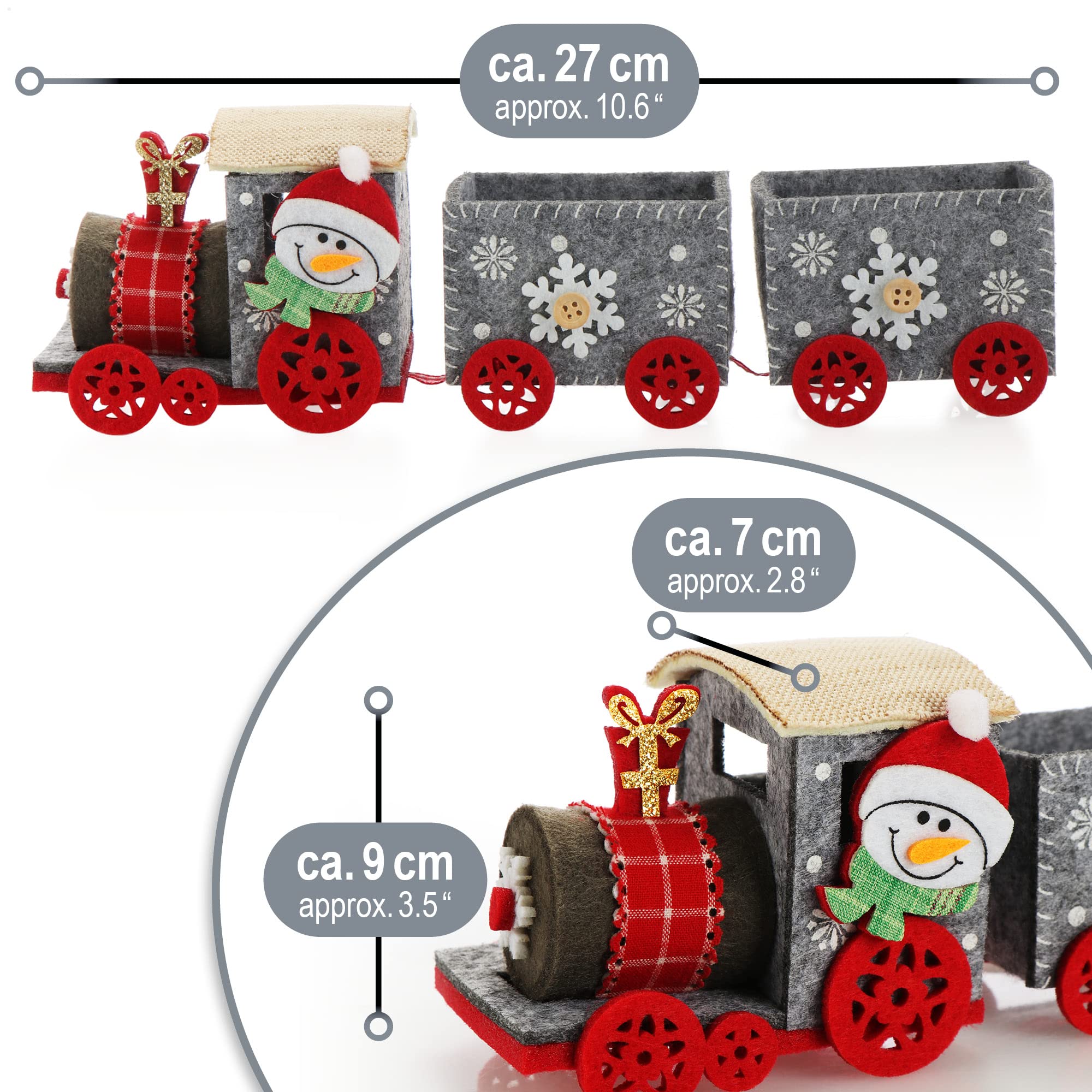 Com-four® Weihnachtszüge Aus Filz - 2-teiliges Set Für Festliche Dekoration In Rot & Grau