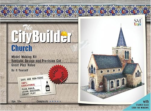 The CityBuilder Kit de fabricación de modelos de cartón para iglesia - Edificio de ferrocarril modelo a escala O