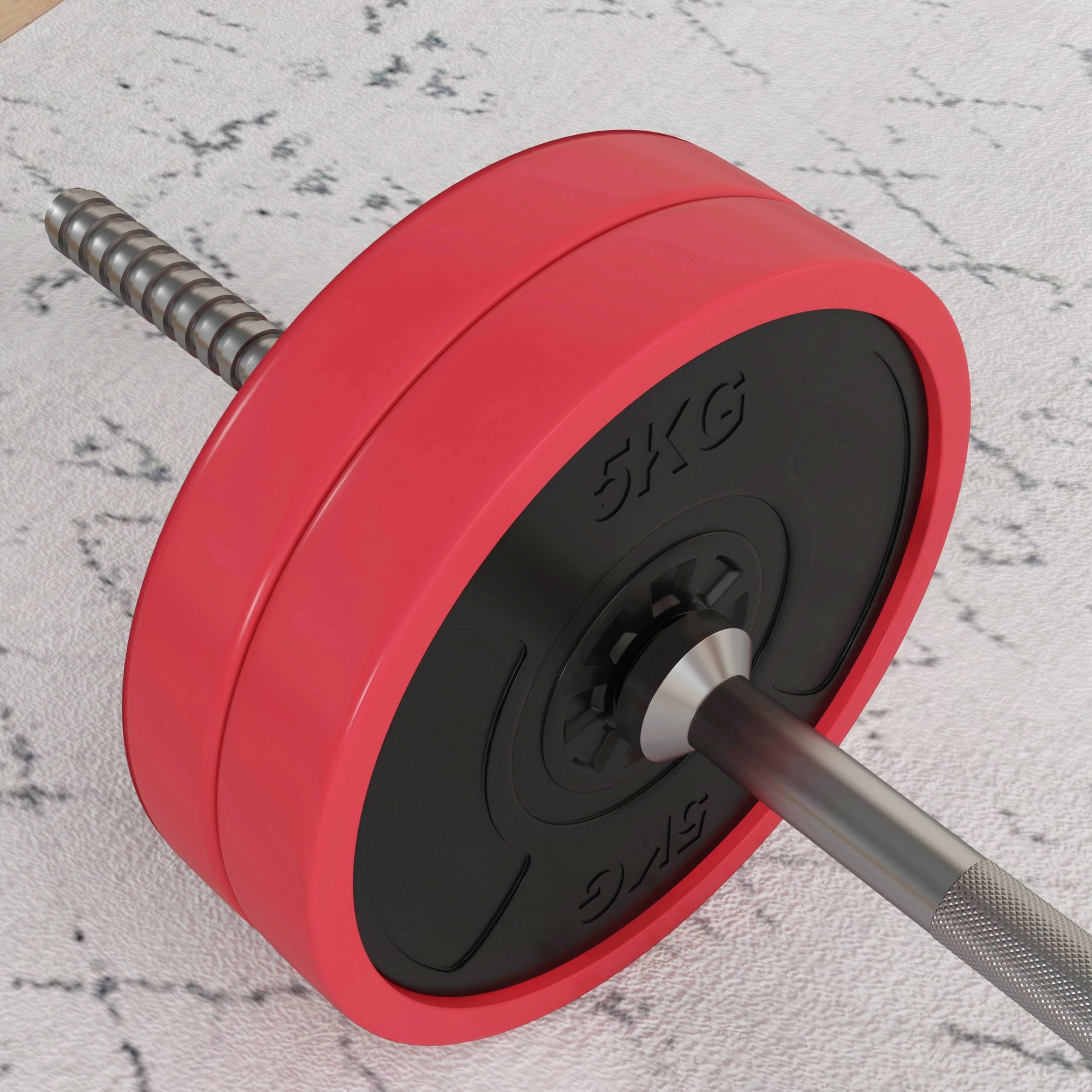 SPORTNOW Set di Bilanciere e Dischi da 30 kg totali con 6 Pesi e 2 Dadi di Fissaggio, Bilanciere Palestra Regolabile Antiscivolo in Acciaio, Plastica e Sabbia, Barra Ø25 mm, 170x26x26 cm, Rosso