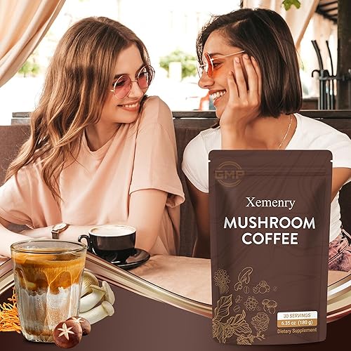 Miniatura 7 de Mezcla instantánea de café de hongos con melena de león, Cordyceps y cola de pavo  Mezcla de 6 superalimentos  Apto para dieta keto y paleo  Bolsa