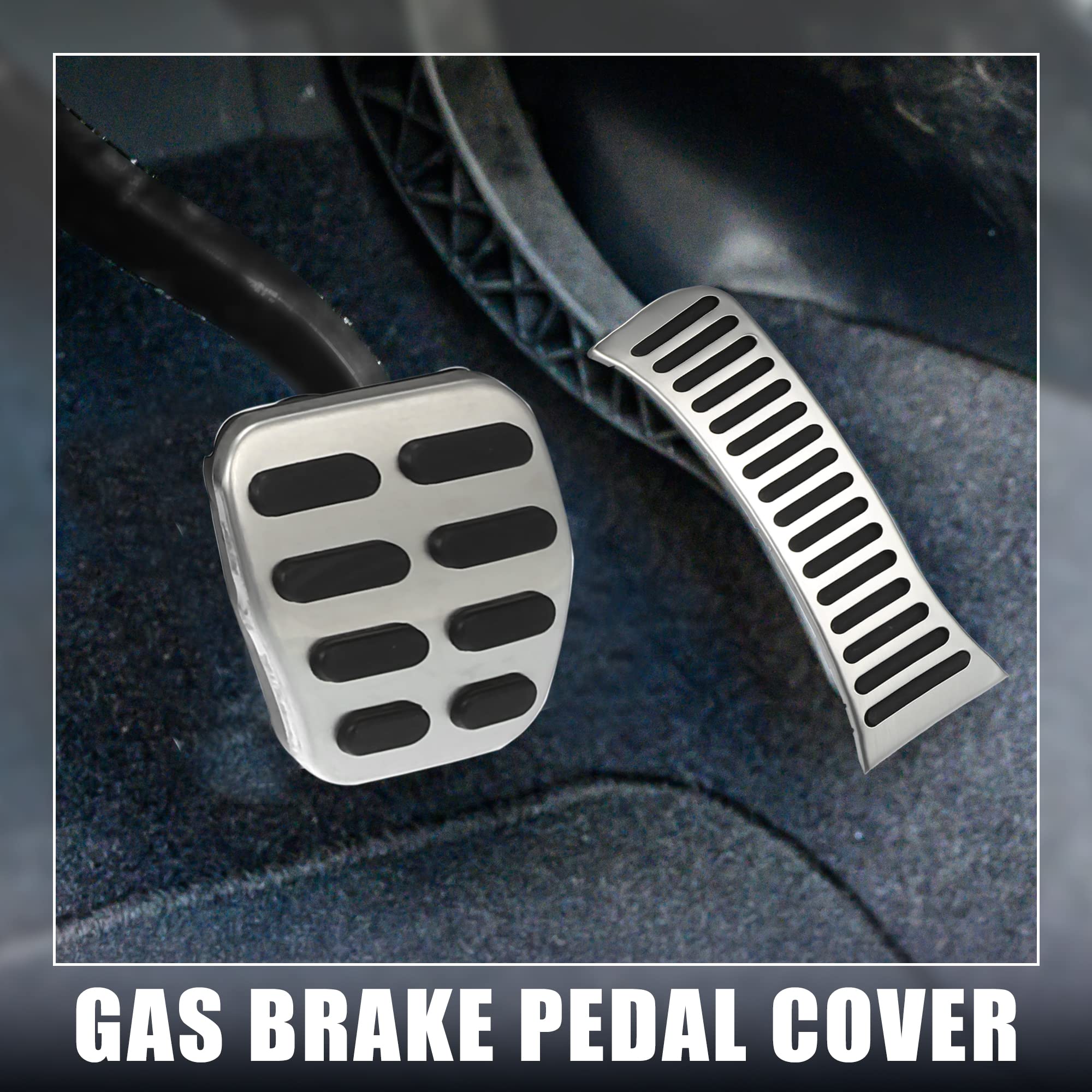 X AUTOHAUX 3 Pcs Accelerator Pedal and Brake Pedal Cover Set Car Pedal Pad Vehicle Pedal Cover for Volkswagen Golf 2010-2013 Metal Rubber Silver Tone Black