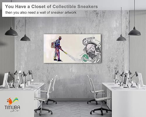 Miniatura 10 de Lienzo decorativo para pared, diseño de labios rojos para mujer, diseño de graffiti, arte pop moderno, dinero, billetes de 100 dólares, decoración