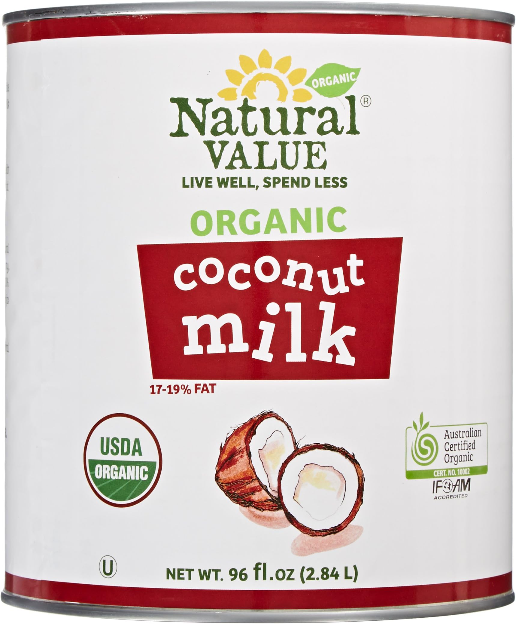 Natural Value Organic Coconut Milk, 96 Ounce Cans (Pack of 6)
