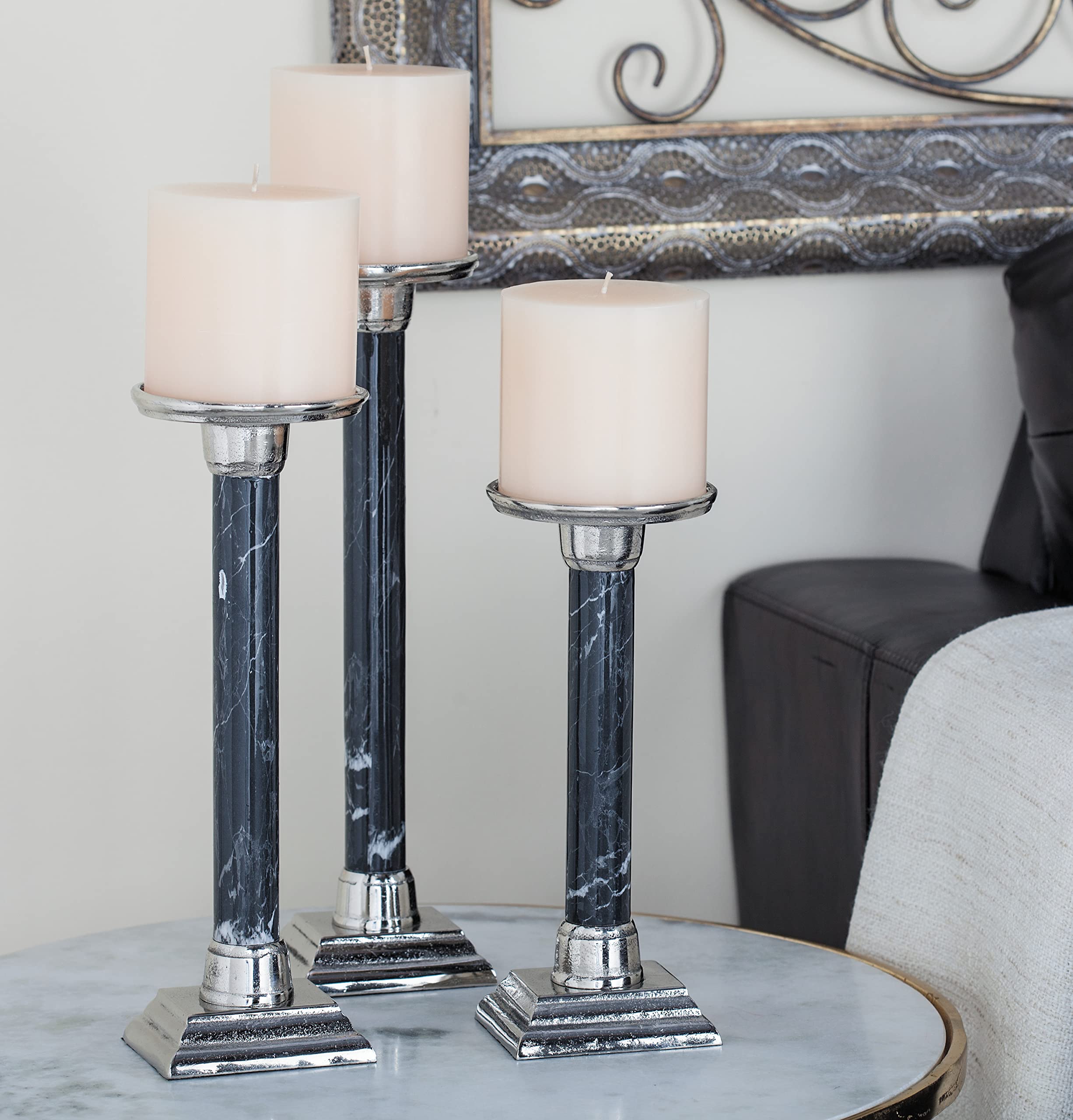 Amazon｜Deco 79 38039 アルミニウムと鉄製キャンドルホルダー (3個