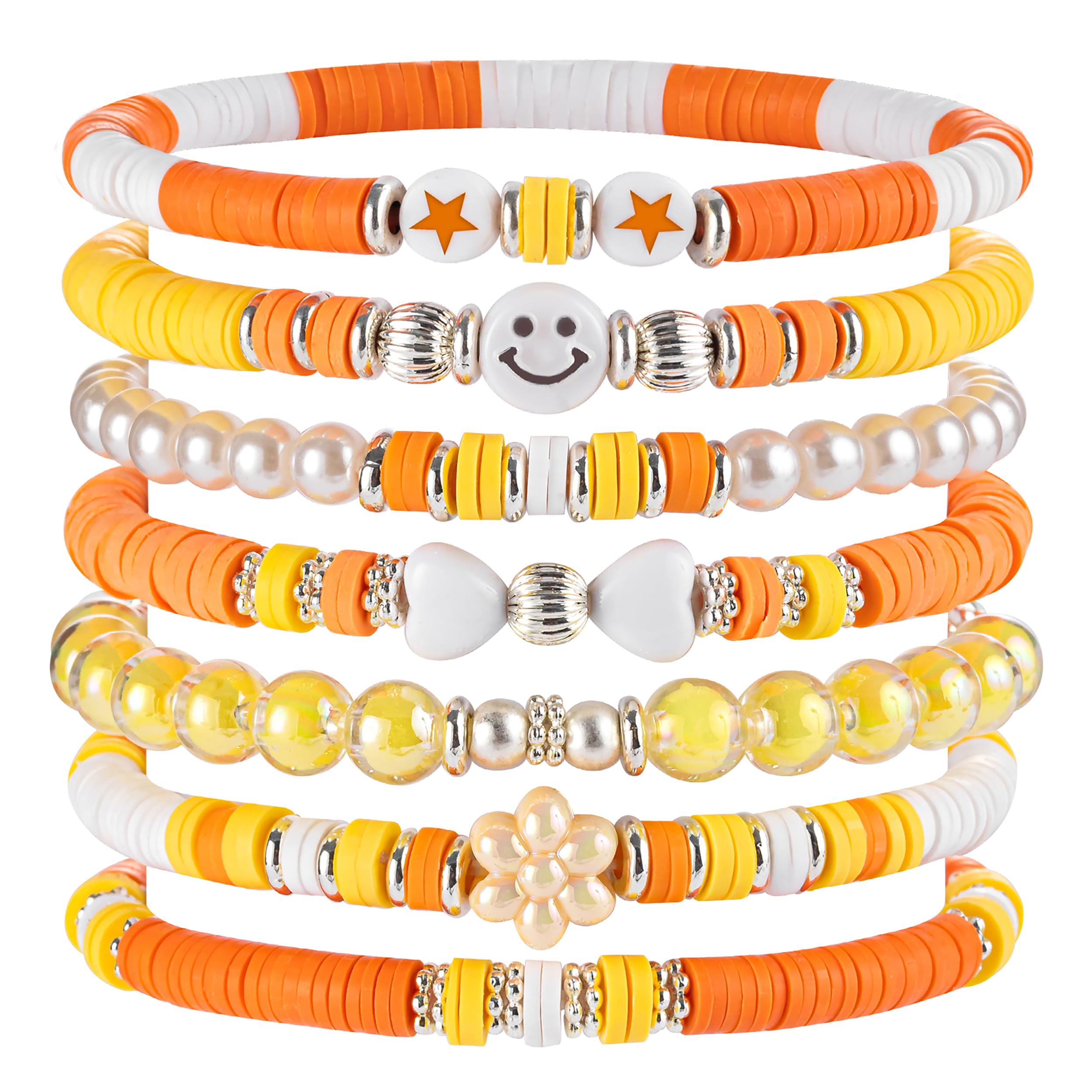 Besydec Jewelry,Heishi Surfer Bracelet Set,Preppy Stuff,Charm Beaded Bracelets,Aesthetic Gifts for Women