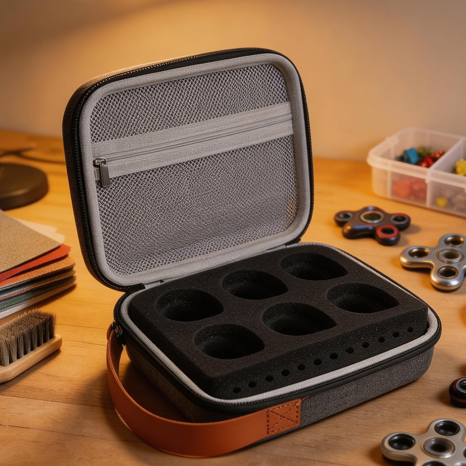 POPETPOP Black Spinning Top Carrying Case with Foam Lining and Handle image 5
