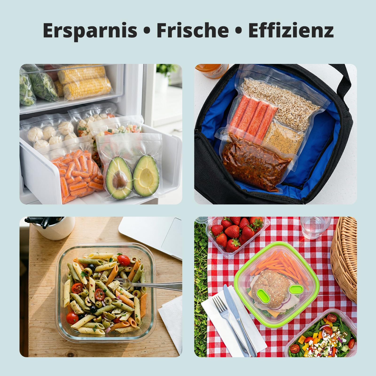 AIRMSEN 6-in-1 Vakuumiergerät Vollautomatisch mit Aufblasfunktion, Leistungsstarke Tiefenabsaugung, Einhand-Bedienung mit Cutter & Schlauchaufbewahrung, Starter-Kit, Mintgrün