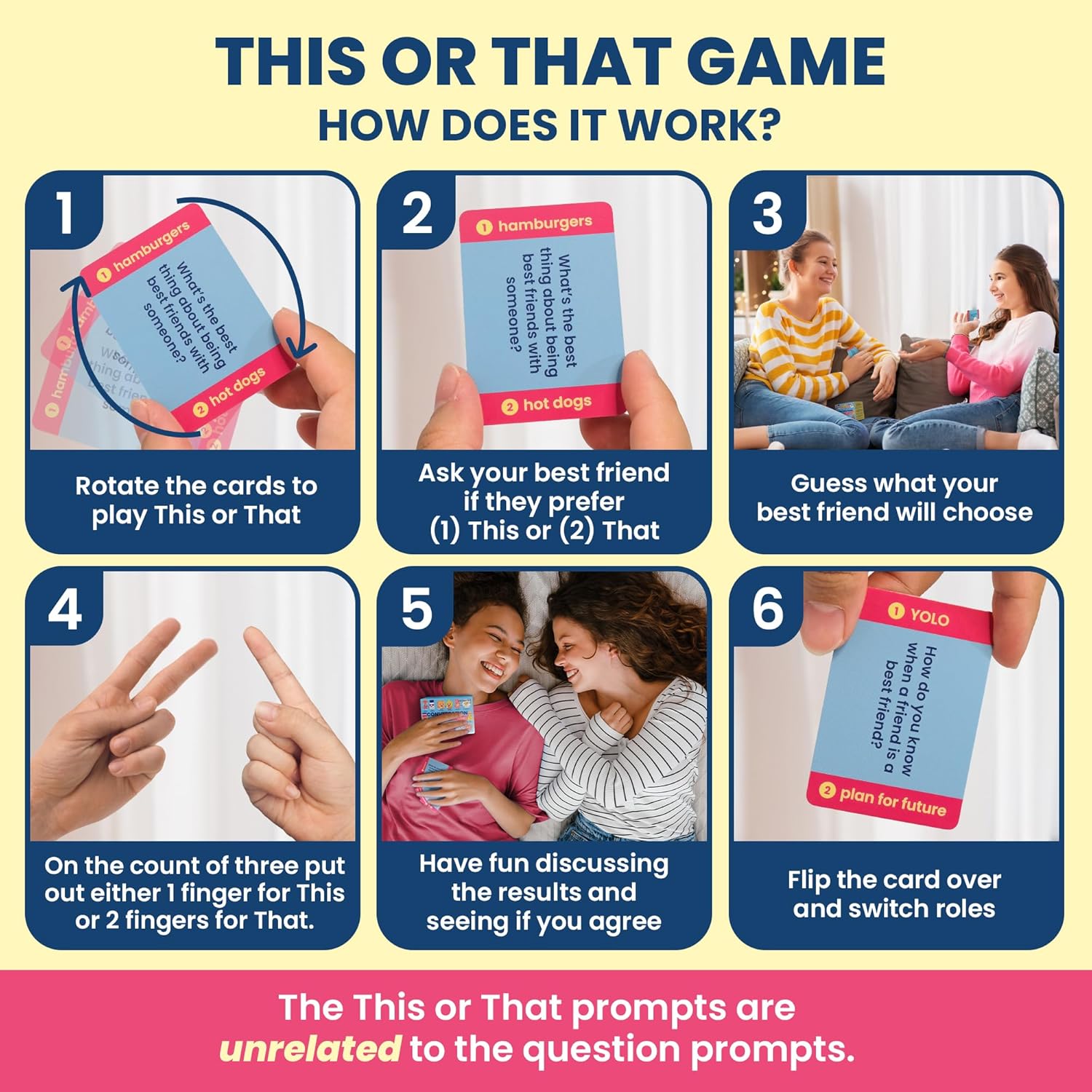 Prompta 400 Conversation Cards for Best Friends – Fun, Deep Questions for Adults, Teens, or Couples – Get to Know Your Bestie Even Better with Questions Plus This or That Game – 2.5" x 1.75" Cards