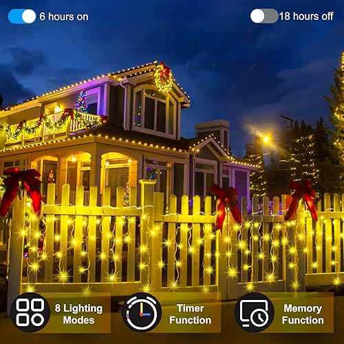 Miniatura 3 de Luces de Navidad para exteriores de 82 pies con 176 gotas, decoraciones de Navidad, 616 LED, 8 modos, tira de luces colgantes impermeables para el
