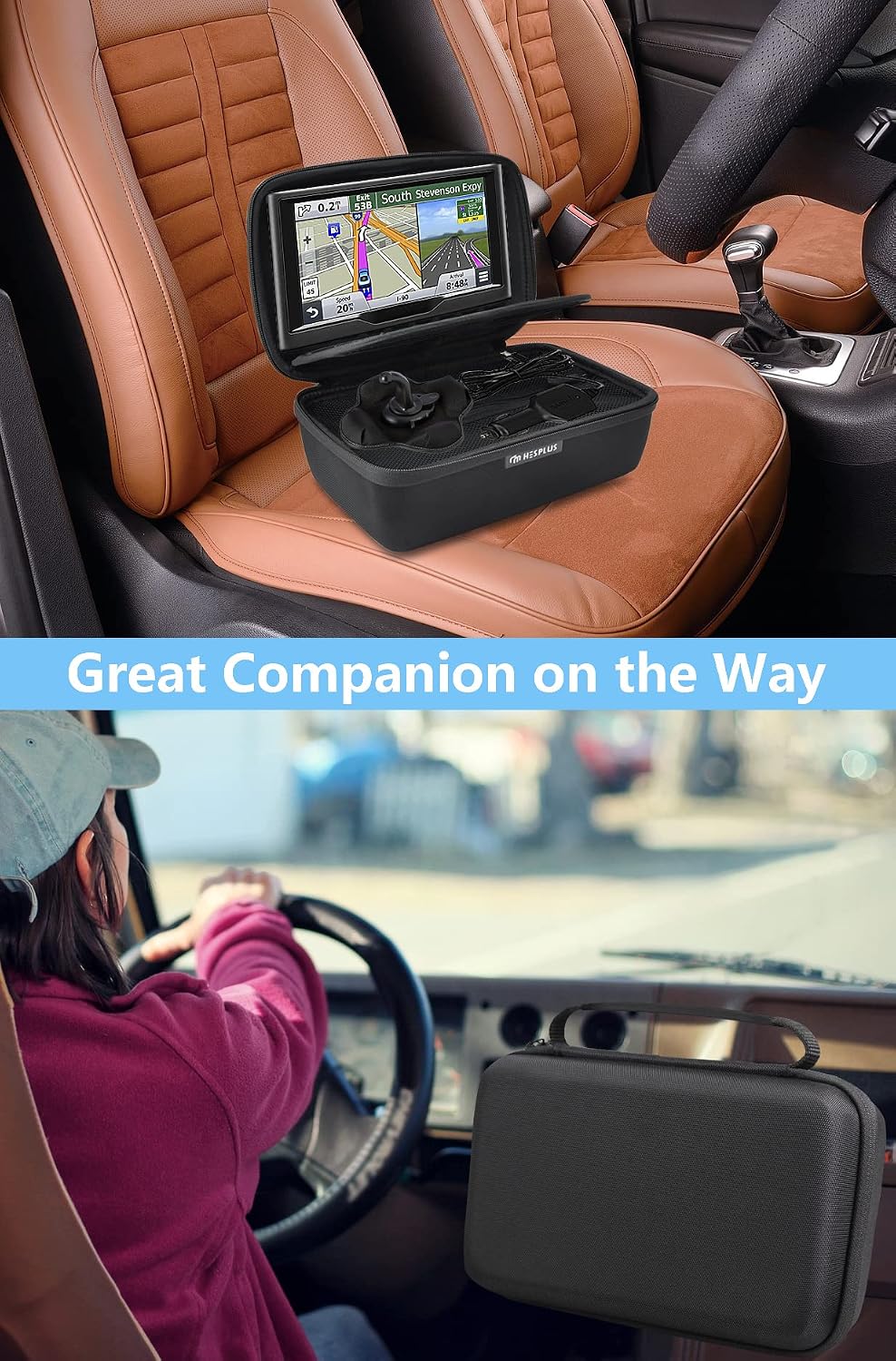 HESPLUS GPS Case for 6-7 inch Germin DriveSmart 65 76 61 66 86 / RV 890 780 785 / dezl OTR700 800 / Drive 51 52 55 / Nuvi 2797LMT 2757 OHREX Truck GPS Traffic Navigation, Extra Room for Accessories