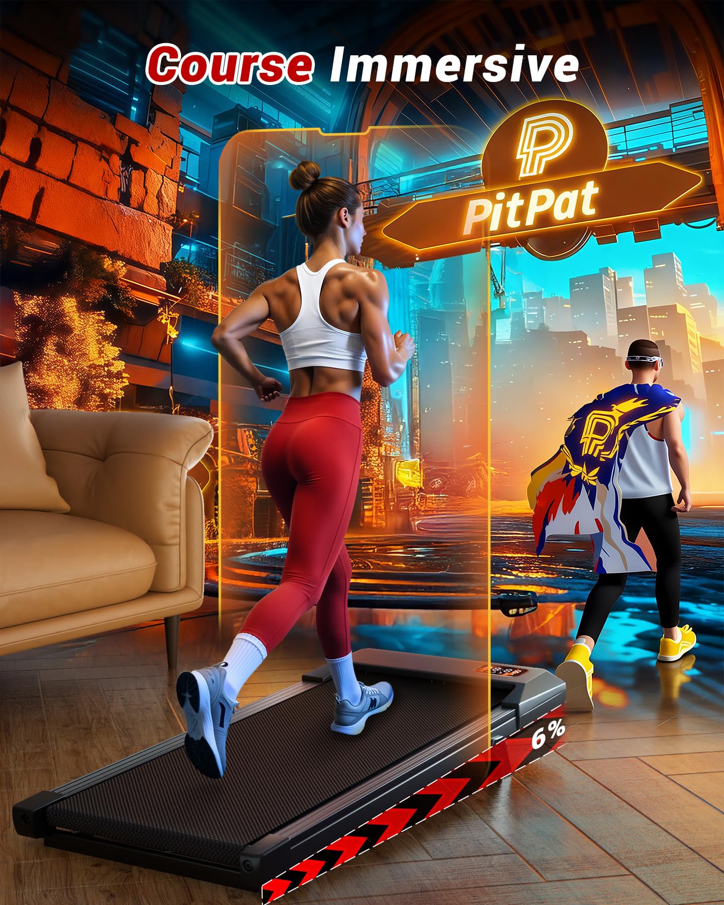 Tapis de Course Pliable Poids Max 136KG avec APP Contrôle Walking Pad Superun Raceable