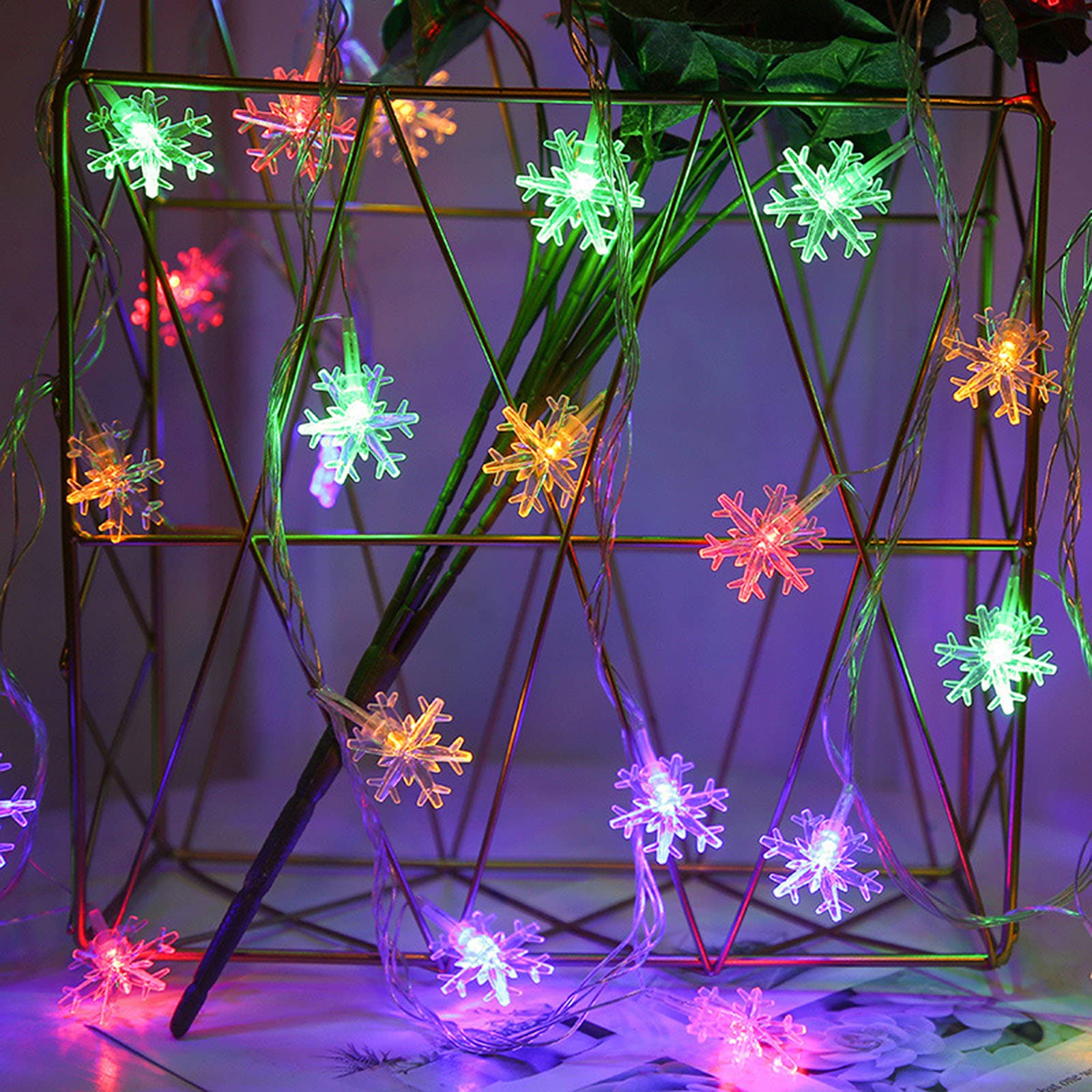 guirlandes lumineuses à flocons de neige à led, guirlandes lumineuses de décoration d'Halloween et de Noël, guirlandes lumineuses étanches, batterie, plug-in, méthodes d'alimentation multiples usb (pr