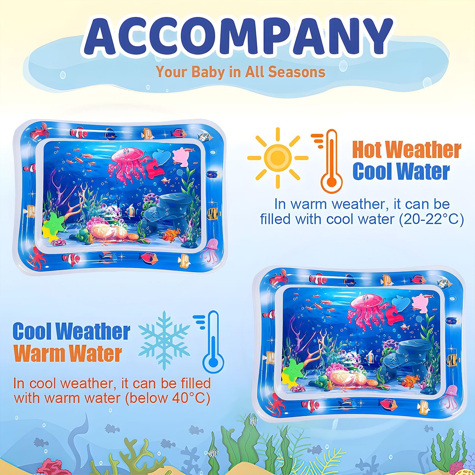 Tapis de Jeu Aquatique Gonflable Sans BPA pour Bébés 0-3 ans