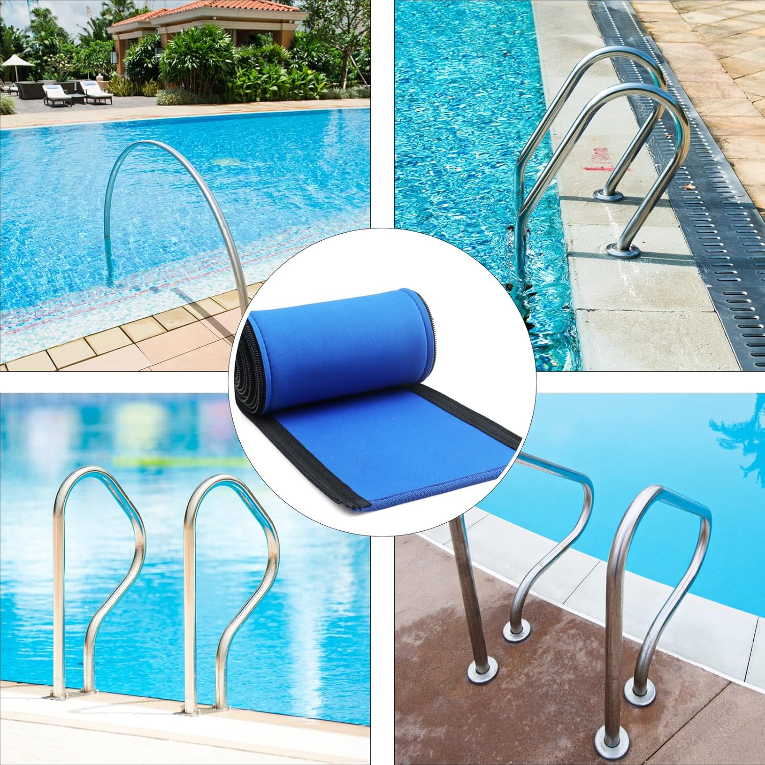 Swimming Pool Handrail Cover, 8 Feet Zipper Slip Resistant Rail Grip for Swimming Pool Hand Railing Cover