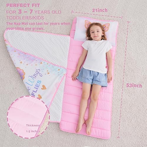 Miniatura 10 de Cokouchyi - Tapete extra grande para siesta para niños pequeños con almohada extraíble, mide 53 x 21 x 1.5 pulgadas, ideal para guardería y jardín