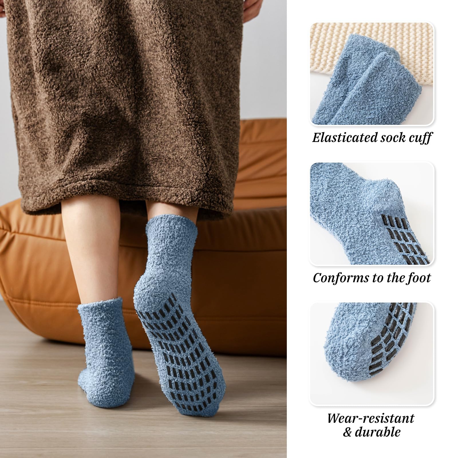 Flintronic Calcetines Invierno Antideslizantes Hombre Calcetines Térmicos Gordos