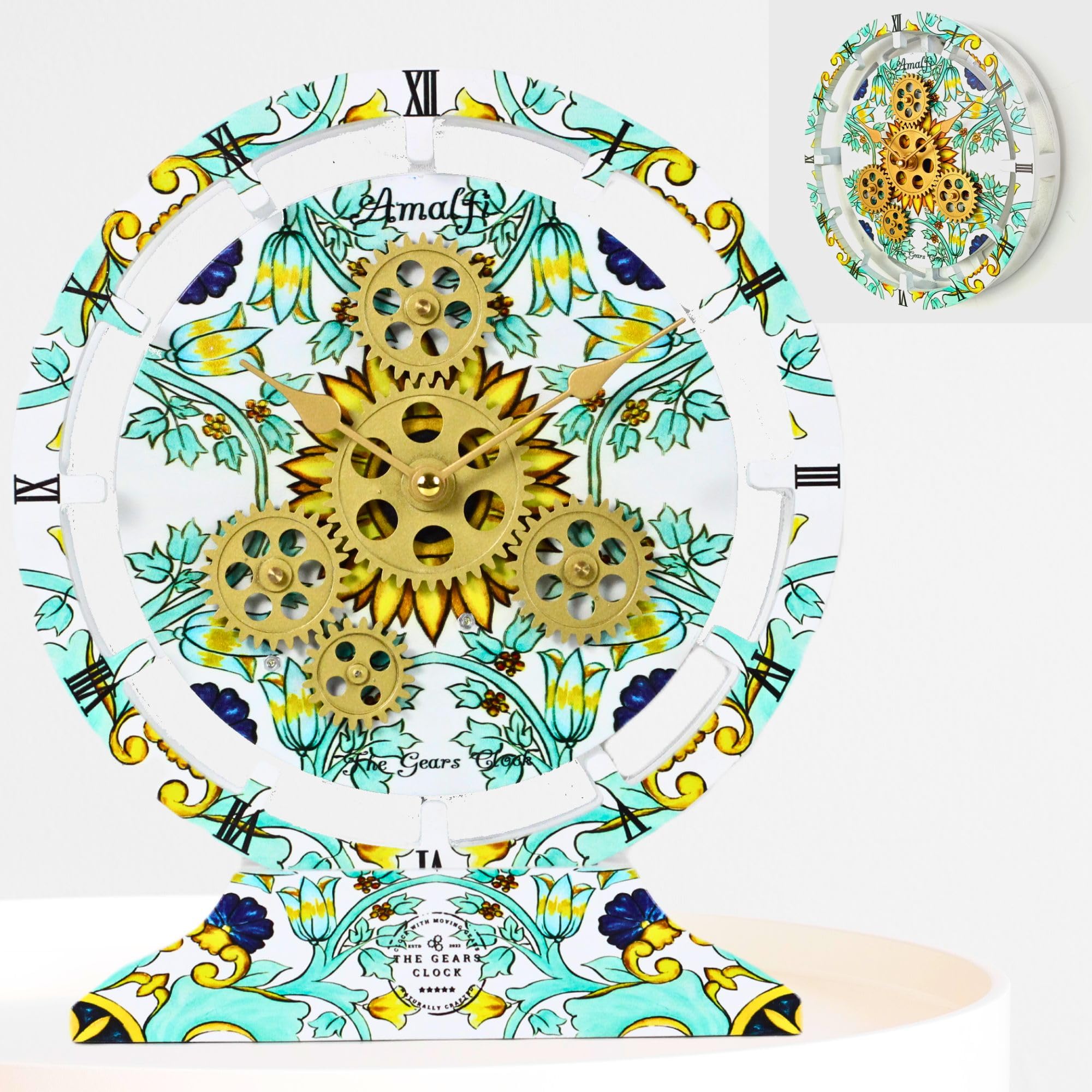 The Gears Clock - Orologio da parete con ingranaggi mobili, collezione Italia, 25,4 cm