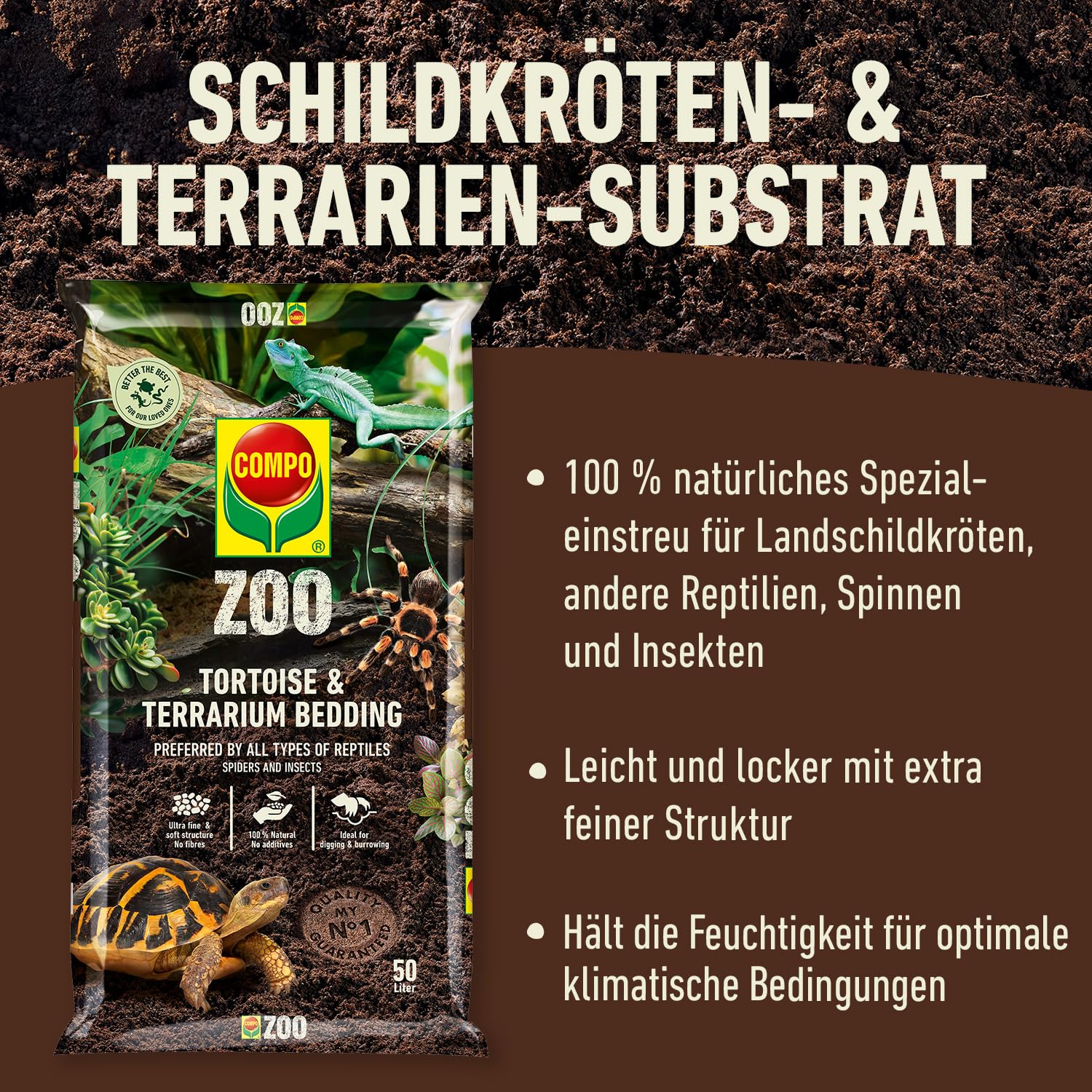 COMPO ZOO Lettiera per tartarughe e terrari, 50 litri