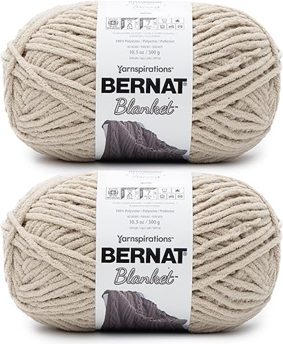 Bernat Blanket - Paq de 2 hilos acrílicos de felpilla, 10.5 oz (300 g), N. 6 - supervoluminoso, 220 yardas, tejido de puntoganchillo, pmantas