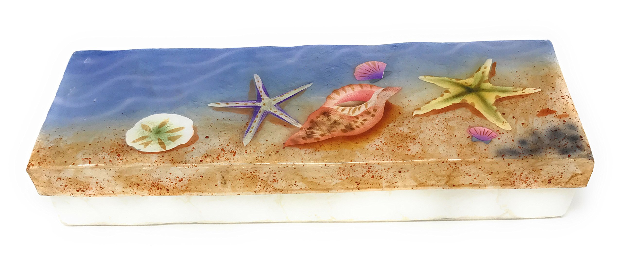 Kubla Craft Capiz Shell Keepsake Box, Seashells on Beach, 9 Inches X 3